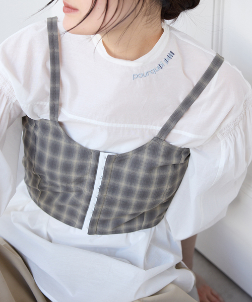 IENA（イエナ）の「【一部店舗限定】JANE SMITH/ジェーンスミス CHECK TOPS ビスチェ 26SBL-464L（シャツ/ブラウス・レディース・グレー・FREE）」の12枚目の写真