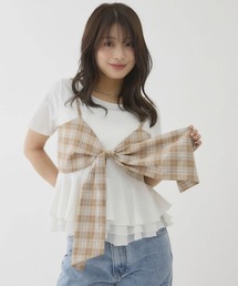 archives | チェックアソートリボンビスチェ×ペプラムブラウスＴＥＥ　ＳＥＴ(Tシャツ/カットソー)
