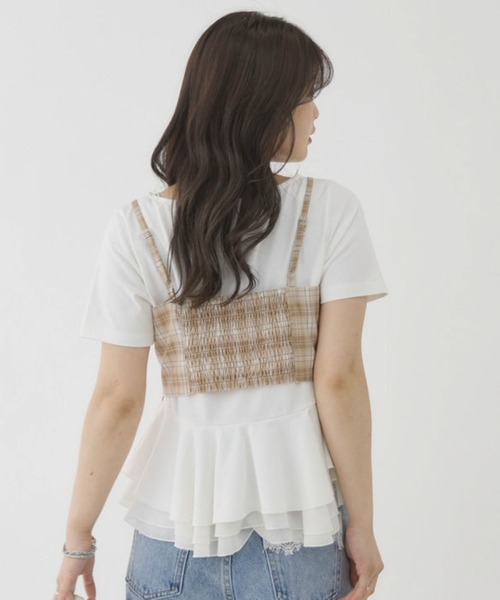 archives（アルシーヴ）の「【大人可愛いが叶うリボンビスチェSET】チェックアソートリボンビスチェ×ペプラムブラウスＴＥＥ　ＳＥＴ（Tシャツ/カットソー・レディース・ベージュ/ブラウン/ブラック/チャコールグレー・MEDIUM）」の22枚目の写真