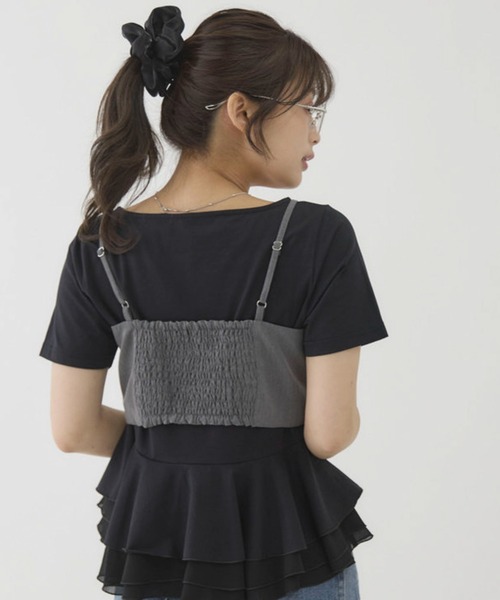archives（アルシーヴ）の「【大人可愛いが叶うリボンビスチェSET】チェックアソートリボンビスチェ×ペプラムブラウスＴＥＥ　ＳＥＴ（Tシャツ/カットソー・レディース・ベージュ/ブラウン/ブラック/チャコールグレー・MEDIUM）」の16枚目の写真