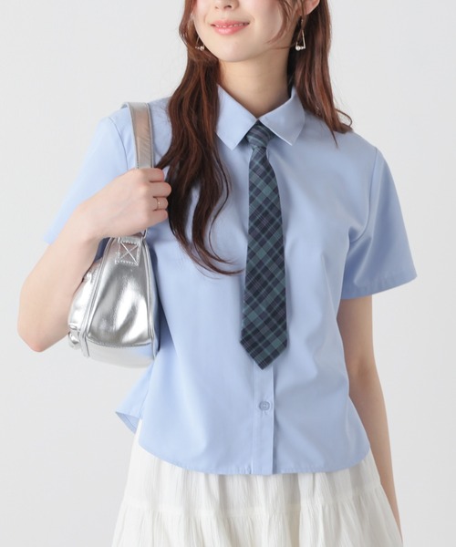Honeys（ハニーズ）の「ネクタイ付シャツ（シャツ/ブラウス・レディース・ブルー系その他3/ホワイト/ブルー・L/M/S）」の3枚目の写真