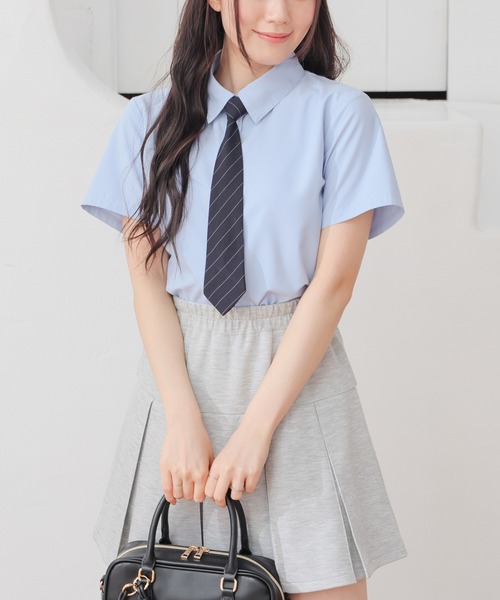 Honeys（ハニーズ）の「ネクタイ付シャツ（シャツ/ブラウス・レディース・ブルー系その他3/ホワイト/ブルー・L/M/S）」の10枚目の写真