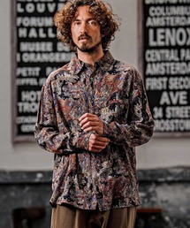 ms6532-Vintage Wash Long Sleeve Shirts 総柄シャツ(PF-262-001)