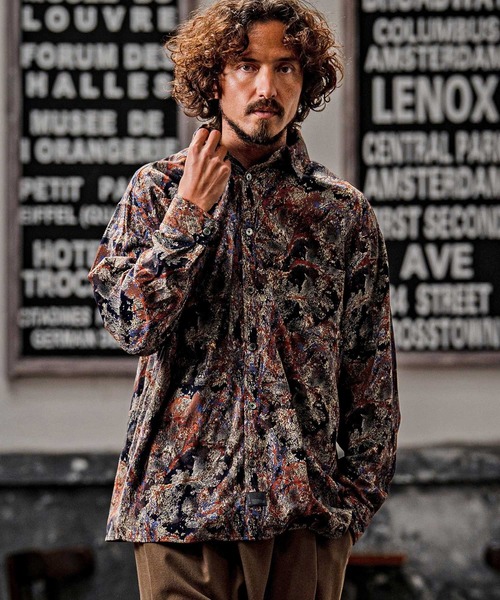 CAMBIO(カンビオ)の「ms6532-Vintage Wash Long Sleeve Shirts 総柄シャツ(PF-262-001)(シャツ/ブラウス・メンズ・ブラック/ワイン・L/M)」の3枚目の写真