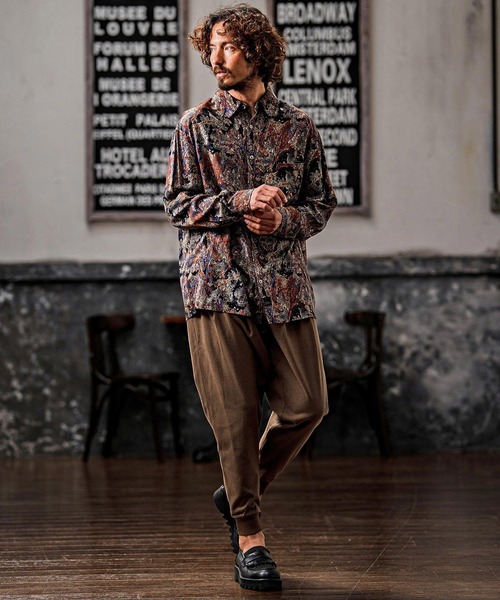 CAMBIO(カンビオ)の「ms6532-Vintage Wash Long Sleeve Shirts 総柄シャツ(PF-262-001)(シャツ/ブラウス・メンズ・ブラック/ワイン・L/M)」の6枚目の写真