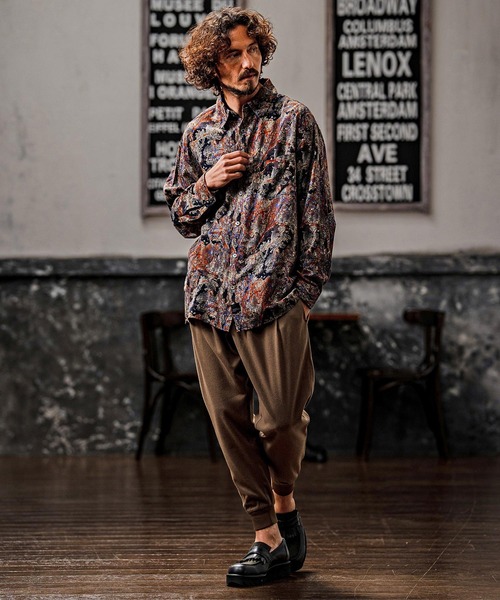 CAMBIO(カンビオ)の「ms6532-Vintage Wash Long Sleeve Shirts 総柄シャツ(PF-262-001)(シャツ/ブラウス・メンズ・ブラック/ワイン・L/M)」の7枚目の写真