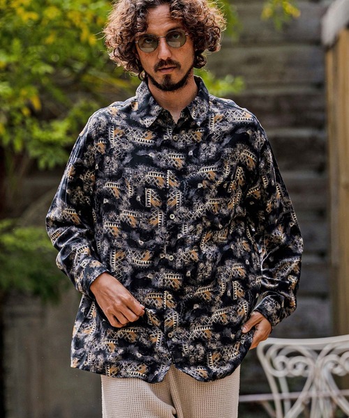 CAMBIO(カンビオ)の「ms6532-Vintage Wash Long Sleeve Shirts 総柄シャツ(PF-262-001)(シャツ/ブラウス・メンズ・ブラック/ワイン・L/M)」の9枚目の写真