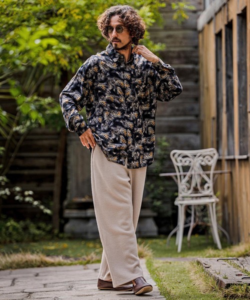 CAMBIO(カンビオ)の「ms6532-Vintage Wash Long Sleeve Shirts 総柄シャツ(PF-262-001)(シャツ/ブラウス・メンズ・ブラック/ワイン・L/M)」の10枚目の写真