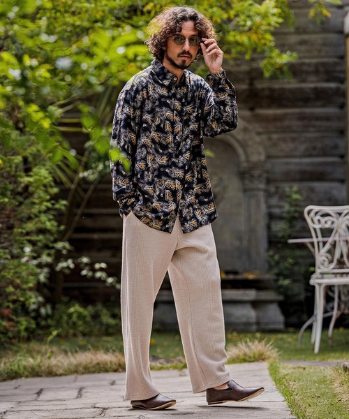 CAMBIO(カンビオ)の「ms6532-Vintage Wash Long Sleeve Shirts 総柄シャツ(PF-262-001)(シャツ/ブラウス・メンズ・ブラック/ワイン・L/M)」の11枚目の写真