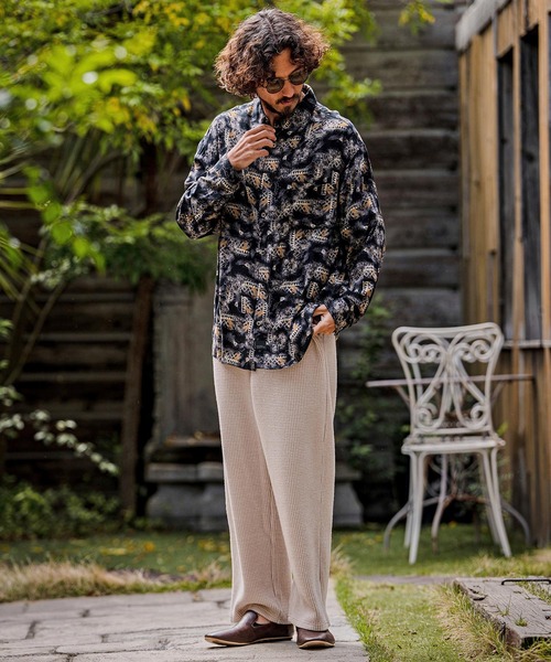 CAMBIO(カンビオ)の「ms6532-Vintage Wash Long Sleeve Shirts 総柄シャツ(PF-262-001)(シャツ/ブラウス・メンズ・ブラック/ワイン・L/M)」の12枚目の写真
