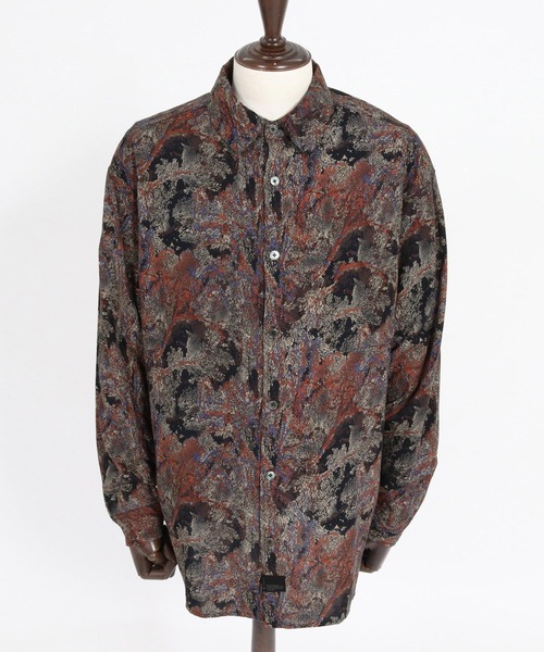 CAMBIO(カンビオ)の「ms6532-Vintage Wash Long Sleeve Shirts 総柄シャツ(PF-262-001)(シャツ/ブラウス・メンズ・ブラック/ワイン・L/M)」の13枚目の写真