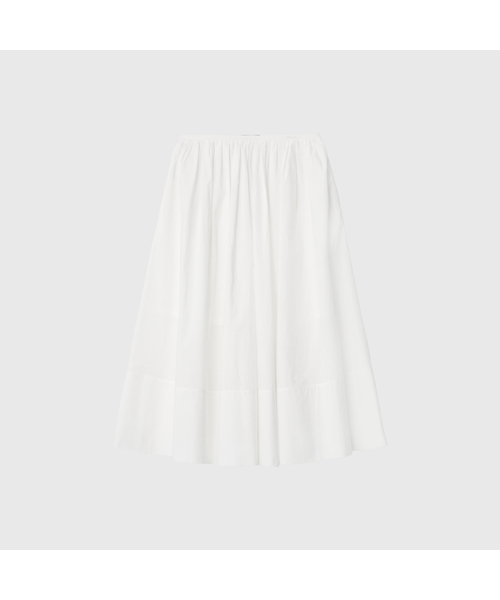 LOOKAST(ルックキャスト)の「リーズコットンプレアロングスカート / LISE COTTON FLARE LONG SKIRT_2colors(スカート・レディース・ブラック/ホワイト・SMALL/MEDIUM)」の1枚目の写真