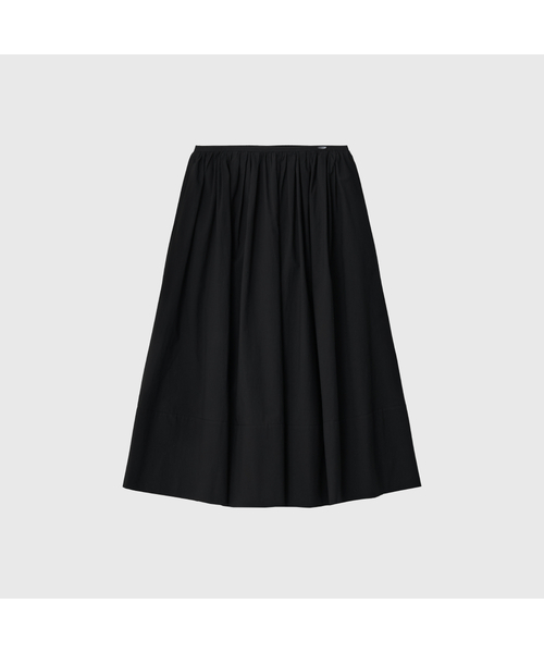 LOOKAST(ルックキャスト)の「リーズコットンプレアロングスカート / LISE COTTON FLARE LONG SKIRT_2colors(スカート・レディース・ブラック/ホワイト・SMALL/MEDIUM)」の2枚目の写真