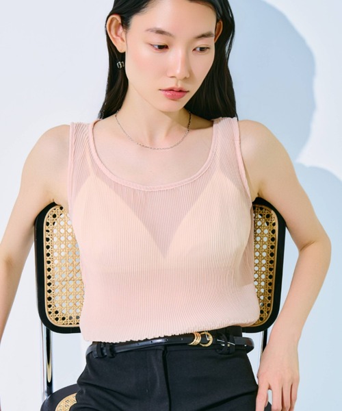 kiehtova(キエトヴァ)の「【kiehtova】SOFT PLEATS SHEER TANK/ソフトプリーツシアータンク(タンクトップ・レディース・ブラック/ライトブルー/スモークピンク/ライトピンク・FREE)」の3枚目の写真