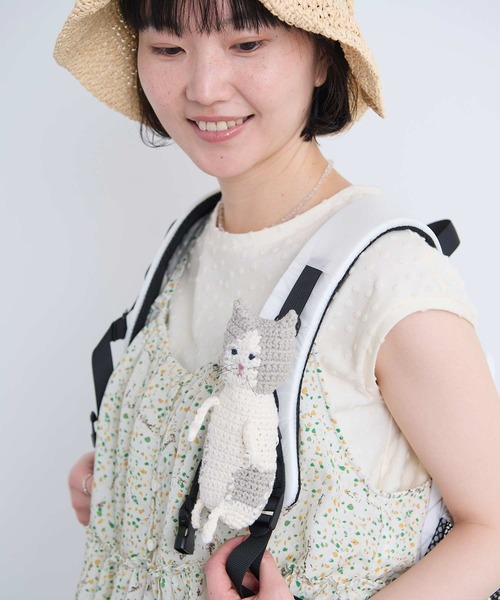 l'atelier du savon(アトリエドサボン)の「ぬいぐるみみたいなネコバッグ(トートバッグ・レディース・グレー/グリーン/ブラック/サックスブルー・FREE)」の14枚目の写真