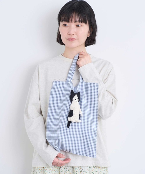 l'atelier du savon(アトリエドサボン)の「ぬいぐるみみたいなネコバッグ(トートバッグ・レディース・グレー/グリーン/ブラック/サックスブルー・FREE)」の15枚目の写真