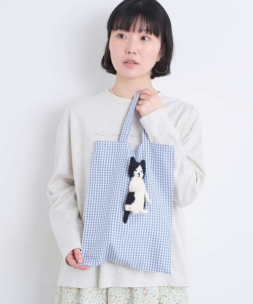 l'atelier du savon(アトリエドサボン)の「ぬいぐるみみたいなネコバッグ(トートバッグ・レディース・グレー/グリーン/ブラック/サックスブルー・FREE)」の16枚目の写真