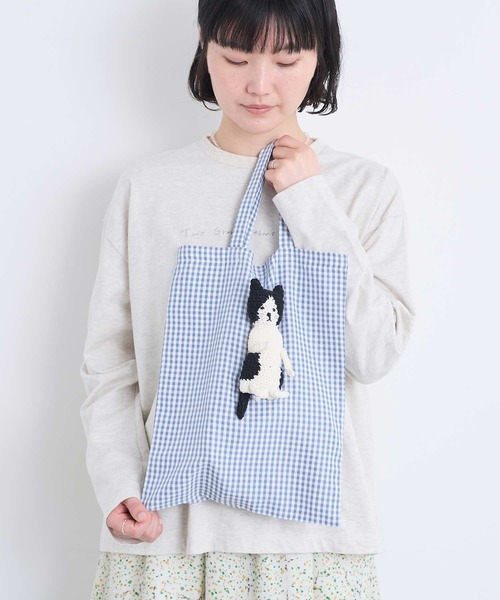 l'atelier du savon(アトリエドサボン)の「ぬいぐるみみたいなネコバッグ(トートバッグ・レディース・グレー/グリーン/ブラック/サックスブルー・FREE)」の17枚目の写真