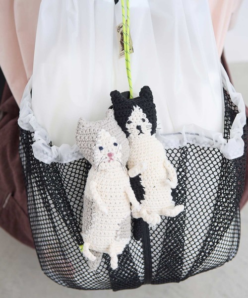 l'atelier du savon(アトリエドサボン)の「ぬいぐるみみたいなネコバッグ(トートバッグ・レディース・グレー/グリーン/ブラック/サックスブルー・FREE)」の21枚目の写真