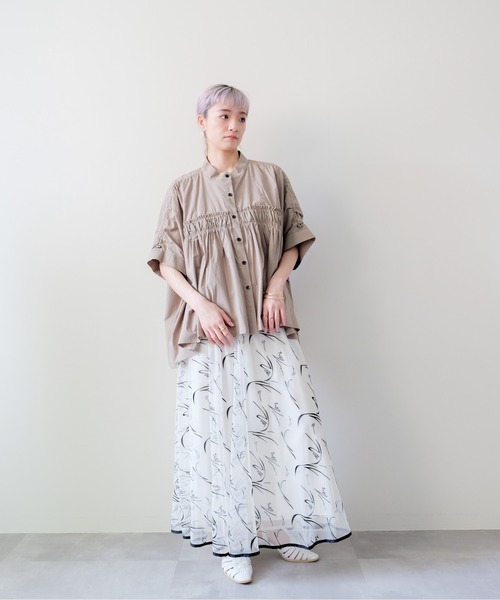 DOLLUPOOPS(ドールアップウップス)の「Line Art Flare Skirt(ラインアートフレアスカート)(スカート・レディース・グレー/アイボリー/ブラック・FREE)」の4枚目の写真