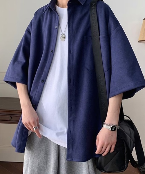 KELVIN（ケルヴァン）の「Soft Loose Shirt ソフトルーズシャツ（シャツ/ブラウス・メンズ・ネイビー/アイボリー・MEDIUM/LARGE）」の9枚目の写真