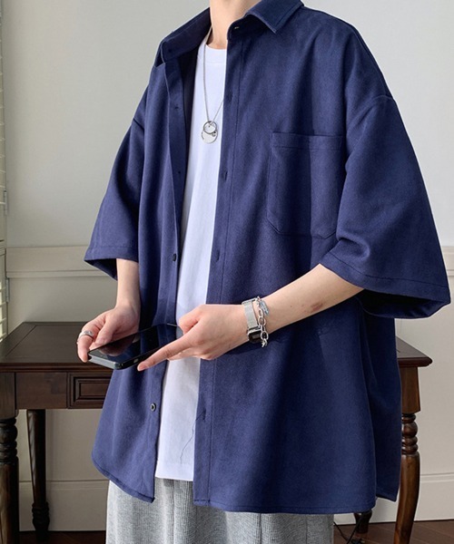 KELVIN（ケルヴァン）の「Soft Loose Shirt ソフトルーズシャツ（シャツ/ブラウス・メンズ・ネイビー/アイボリー・MEDIUM/LARGE）」の10枚目の写真