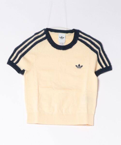 adidas W KNITTED TEE KS7376 — вязаная женская футболка, Vanilla/Night