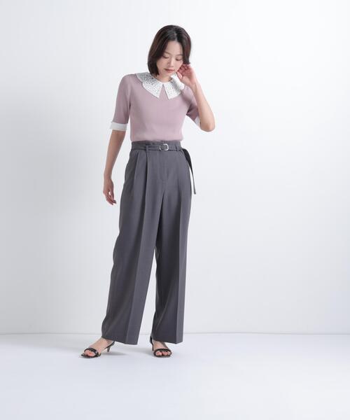 NATURAL BEAUTY BASIC（ナチュラルビューティーベーシック）の「レースカラーニット（ニット/セーター・レディース・ブラック/ベージュ/グレー・ﾌﾘ-）」の18枚目の写真