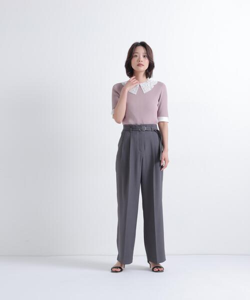 NATURAL BEAUTY BASIC（ナチュラルビューティーベーシック）の「レースカラーニット（ニット/セーター・レディース・ブラック/ベージュ/グレー・ﾌﾘ-）」の14枚目の写真