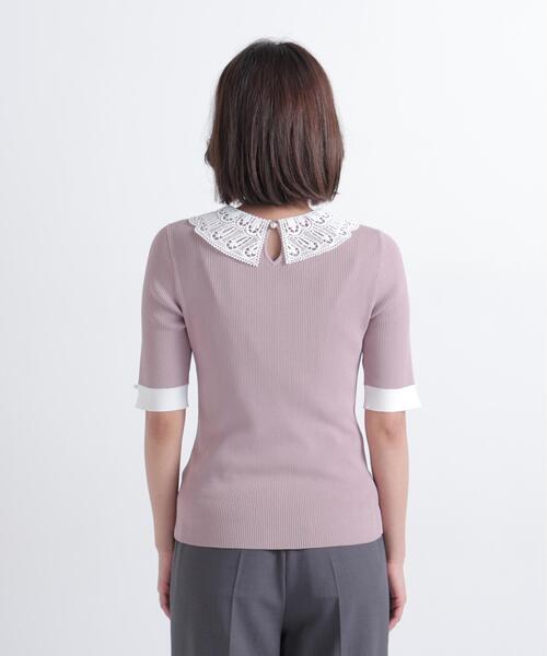 NATURAL BEAUTY BASIC（ナチュラルビューティーベーシック）の「レースカラーニット（ニット/セーター・レディース・ブラック/ベージュ/グレー・ﾌﾘ-）」の12枚目の写真