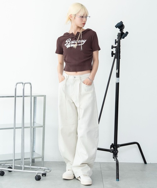 WEGO(ウィゴー)の「WEGO/【26年春夏新作】ワイドカーブスウィッチングパンツ(カーゴパンツ・レディース・オフホワイト/ベージュ・MEDIUM/SMALL)」の9枚目の写真