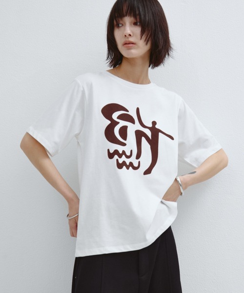 ANF.MUU(アンフムー)の「アートフロッキープリントT(Tシャツ/カットソー・レディース・ピンク/ホワイト/ブルー・FREE)」の13枚目の写真