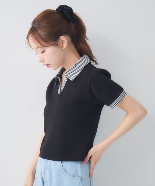 ems excite(エムズエキサイト)の「スキッパーSH襟ショートNT(Tシャツ/カットソー・レディース・ブラック/ベージュ/ダークブルー・FREE)」の15枚目の写真