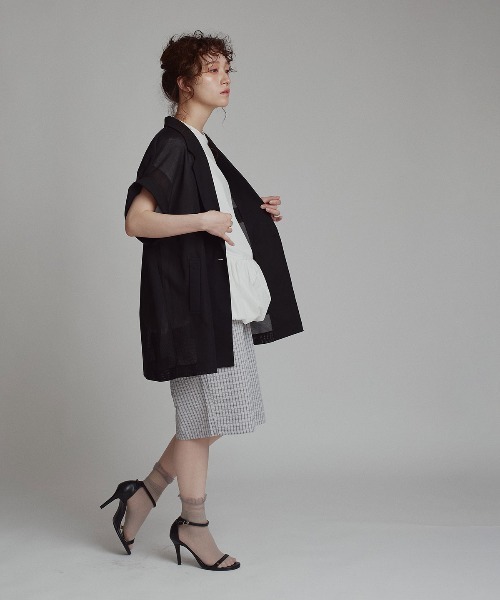 W:Huku(フーク)の「エアリーメッシュテーラードジャケット / Airy Mesh Tailored Jacket(テーラードジャケット・レディース・ブラック/ブラウン/ベージュ・FREE)」の10枚目の写真