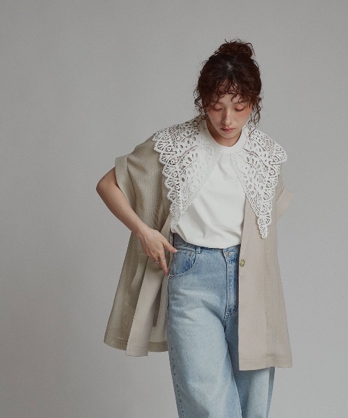 W:Huku(フーク)の「エアリーメッシュテーラードジャケット / Airy Mesh Tailored Jacket(テーラードジャケット・レディース・ブラック/ブラウン/ベージュ・FREE)」の11枚目の写真