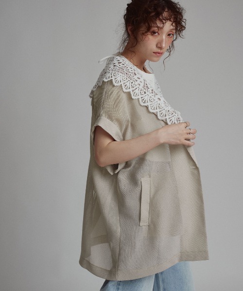 W:Huku(フーク)の「エアリーメッシュテーラードジャケット / Airy Mesh Tailored Jacket(テーラードジャケット・レディース・ブラック/ブラウン/ベージュ・FREE)」の16枚目の写真