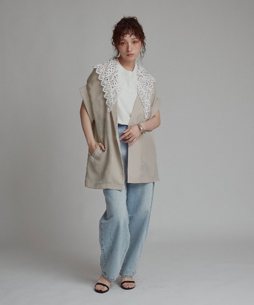 W:Huku(フーク)の「エアリーメッシュテーラードジャケット / Airy Mesh Tailored Jacket(テーラードジャケット・レディース・ブラック/ブラウン/ベージュ・FREE)」の17枚目の写真