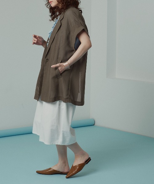 W:Huku(フーク)の「エアリーメッシュテーラードジャケット / Airy Mesh Tailored Jacket(テーラードジャケット・レディース・ブラック/ブラウン/ベージュ・FREE)」の19枚目の写真