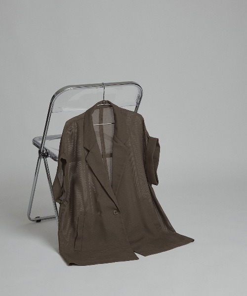 W:Huku(フーク)の「エアリーメッシュテーラードジャケット / Airy Mesh Tailored Jacket(テーラードジャケット・レディース・ブラック/ブラウン/ベージュ・FREE)」の21枚目の写真