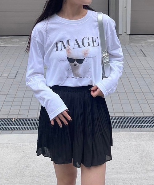 boemy（ボエミー）の「英字アニマルデザインロンT／長袖Tシャツ（Tシャツ/カットソー・レディース・ホワイト/A・MEDIUM）」の2枚目の写真