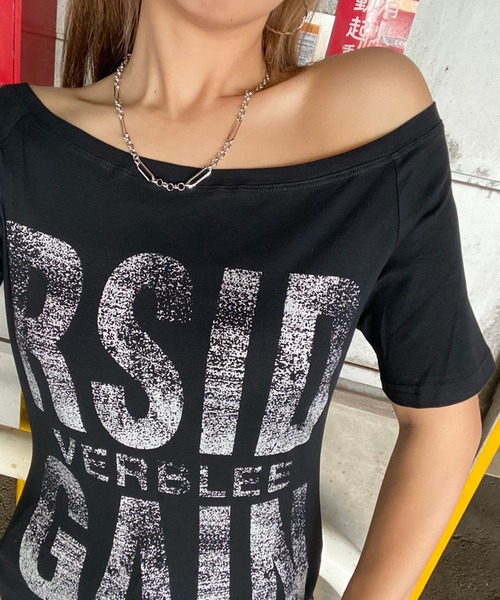non-hedge（ノンヘッジ）の「ロゴオフショルダーTシャツ（Tシャツ/カットソー・レディース・ブラウン/カーキ/オフホワイト/ブラック・FREE）」の3枚目の写真