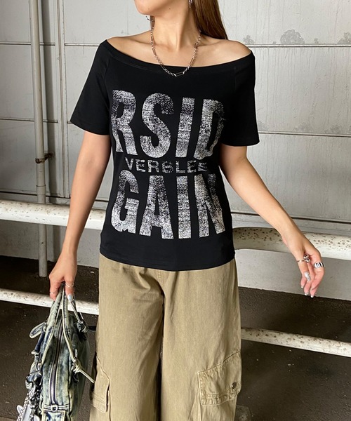 non-hedge（ノンヘッジ）の「ロゴオフショルダーTシャツ（Tシャツ/カットソー・レディース・ブラウン/カーキ/オフホワイト/ブラック・FREE）」の8枚目の写真