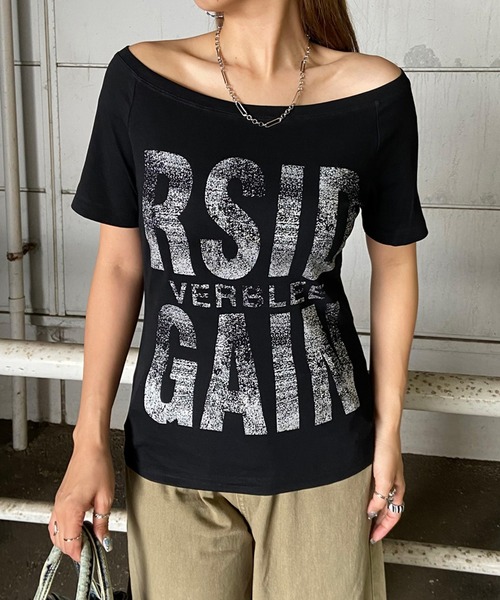 non-hedge（ノンヘッジ）の「ロゴオフショルダーTシャツ（Tシャツ/カットソー・レディース・ブラウン/カーキ/オフホワイト/ブラック・FREE）」の9枚目の写真