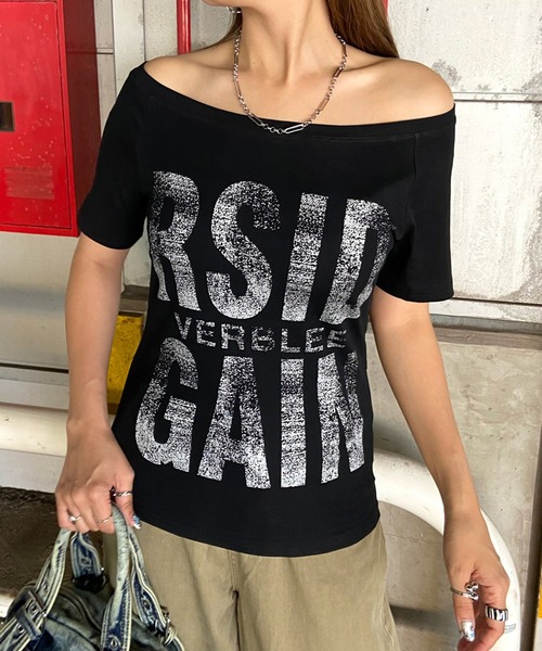 non-hedge（ノンヘッジ）の「ロゴオフショルダーTシャツ（Tシャツ/カットソー・レディース・ブラウン/カーキ/オフホワイト/ブラック・FREE）」の10枚目の写真