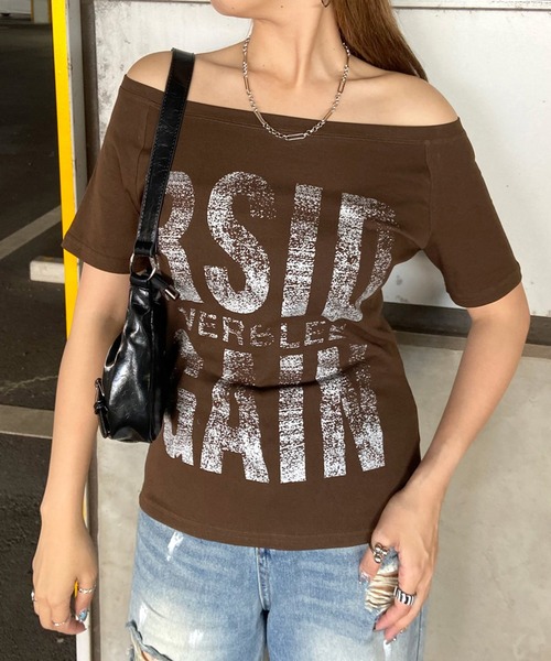 non-hedge（ノンヘッジ）の「ロゴオフショルダーTシャツ（Tシャツ/カットソー・レディース・ブラウン/カーキ/オフホワイト/ブラック・FREE）」の15枚目の写真