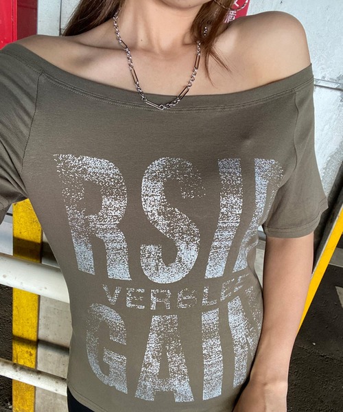 non-hedge（ノンヘッジ）の「ロゴオフショルダーTシャツ（Tシャツ/カットソー・レディース・ブラウン/カーキ/オフホワイト/ブラック・FREE）」の20枚目の写真