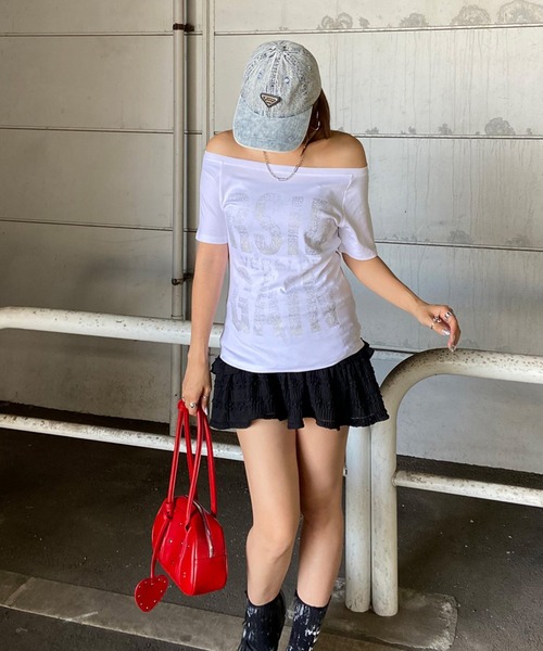 non-hedge（ノンヘッジ）の「ロゴオフショルダーTシャツ（Tシャツ/カットソー・レディース・ブラウン/カーキ/オフホワイト/ブラック・FREE）」の22枚目の写真