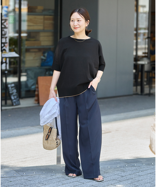 JOURNAL STANDARD(ジャーナルスタンダード)の「《追加2》【UVカット/洗える/接触冷感】WASHABLE COOL UV ドルマンプルオーバー(ニット/セーター・レディース・ブラック/アイボリー/サックスブルー・FREE)」の4枚目の写真