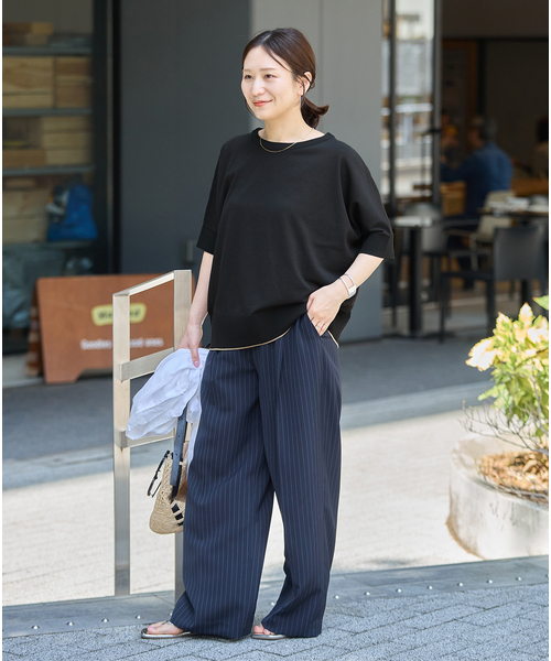 JOURNAL STANDARD(ジャーナルスタンダード)の「《追加2》【UVカット/洗える/接触冷感】WASHABLE COOL UV ドルマンプルオーバー(ニット/セーター・レディース・ブラック/アイボリー/サックスブルー・FREE)」の7枚目の写真