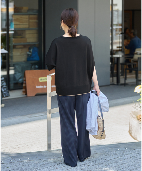 JOURNAL STANDARD(ジャーナルスタンダード)の「《追加2》【UVカット/洗える/接触冷感】WASHABLE COOL UV ドルマンプルオーバー(ニット/セーター・レディース・ブラック/アイボリー/サックスブルー・FREE)」の9枚目の写真